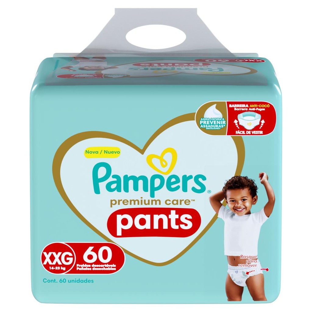 Fralda Pampers Pants Premium Care XXG 60 un em Oferta na Shopee