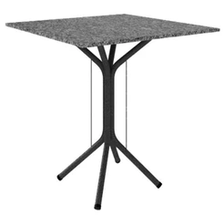 Mesa De Jantar Thais 70x70 Cm Preta Com Granito Ocre Itabira - Artefamol