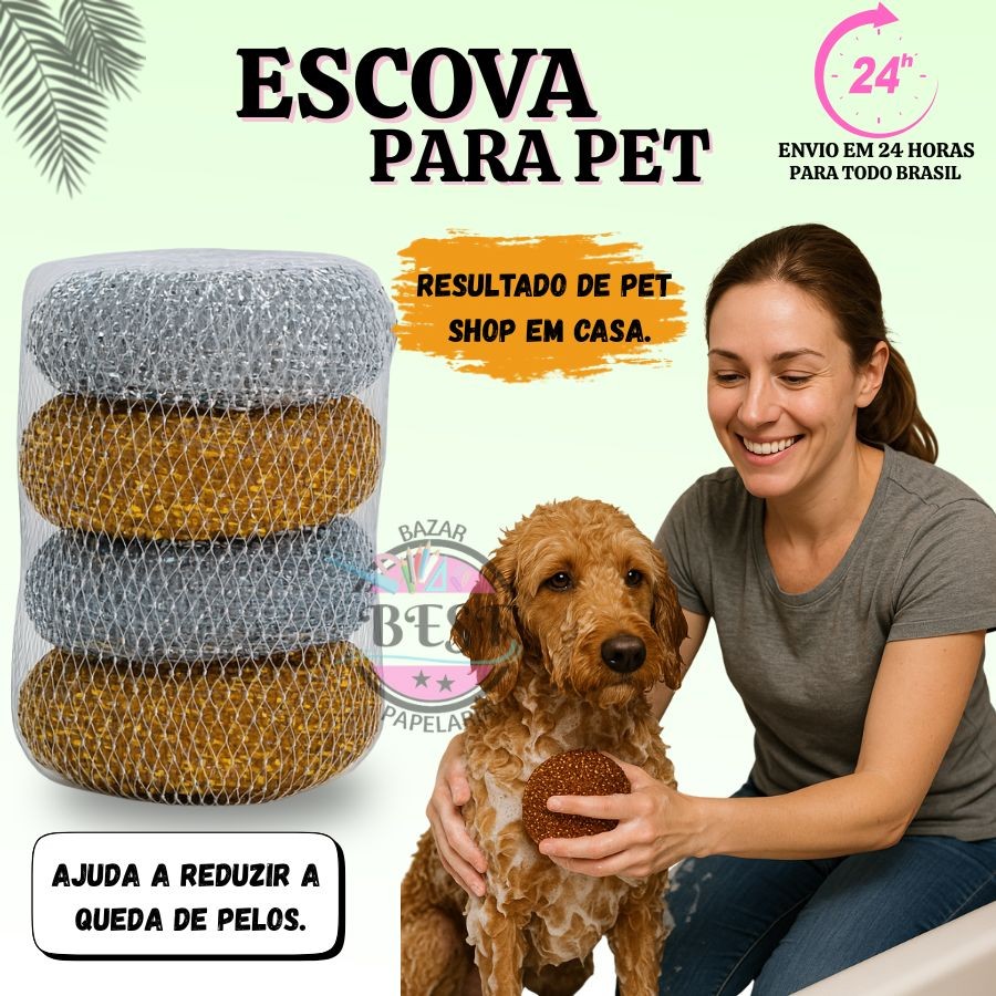 Pet Brush - Escova de pet gatos e cães Kit Com 6