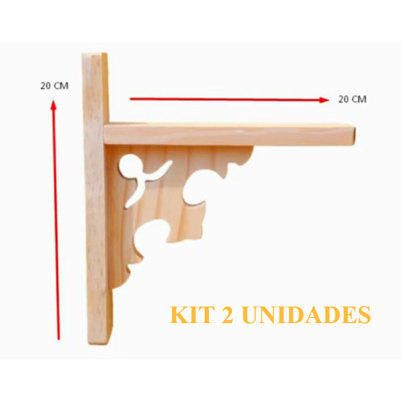 Kit 2 suportes Mão Francesa provençal de madeira pinus para decoração em Oferta na Shopee