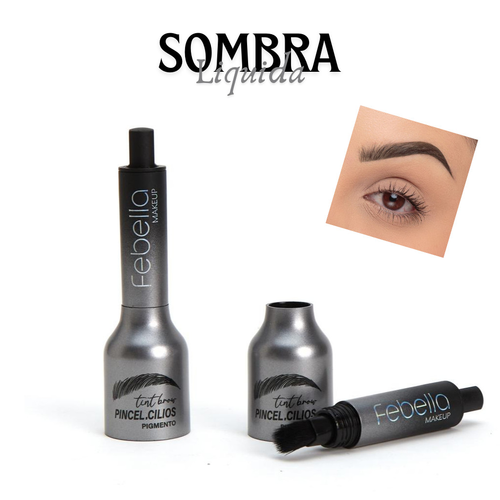 Tint Brow com Pincel Sombra Liquida para Sobrancelhas, Design de Alta Pigmentação Febella