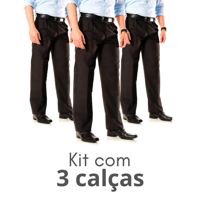 Kit 3 Calças Social Oxford Masculina Tradiconal Segurança Motorista Hotelaria Garçom