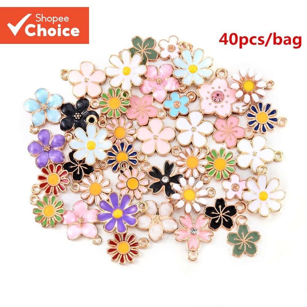 Colorido Sortido 40 Unidades/Saco Liga De Esmalte Misto Margarida Flores Pingente Amuletos Acessórios Faça Você Mesmo em Oferta na Shopee