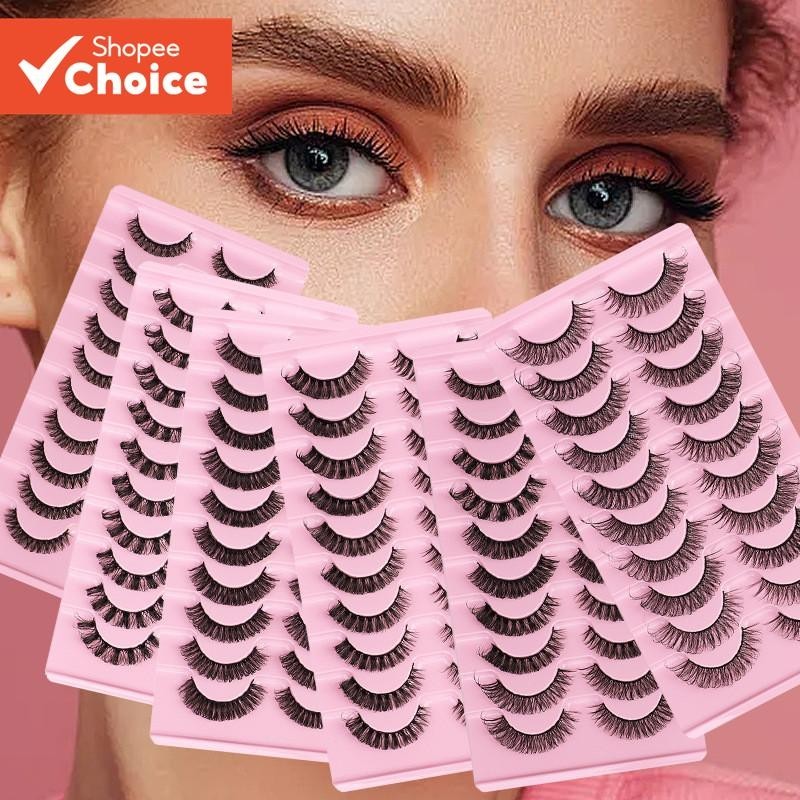 10 Pares De Cílios Postiços Naturalmente Enrolados E Arejados Russos Conjunto