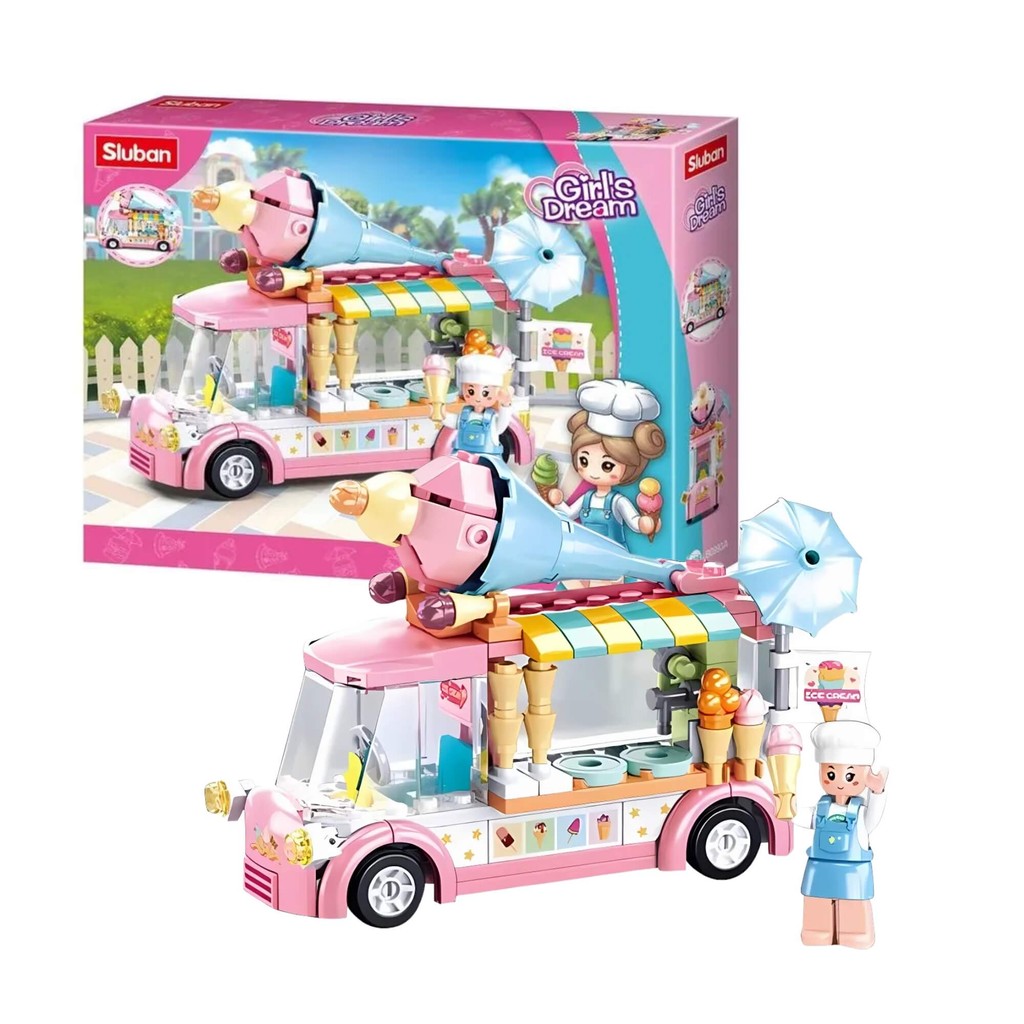 Brinquedo Blocos de Montar Carrinho de Sorvete Cubic 145 Peças Multikids - BR2279