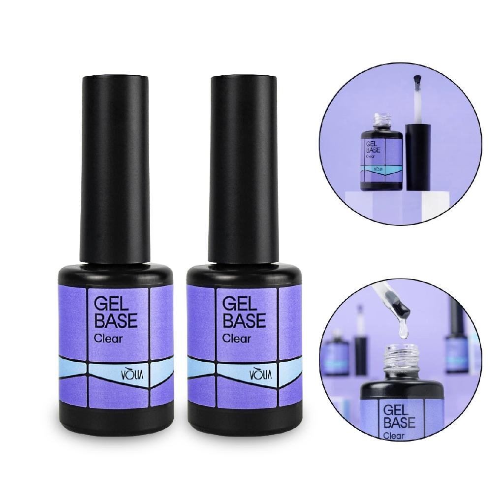 Kit 2 Gel Base Clear Frasco 9g Alongamento Unha LED/UV Vòlia Nail Designer Manicure Cabine