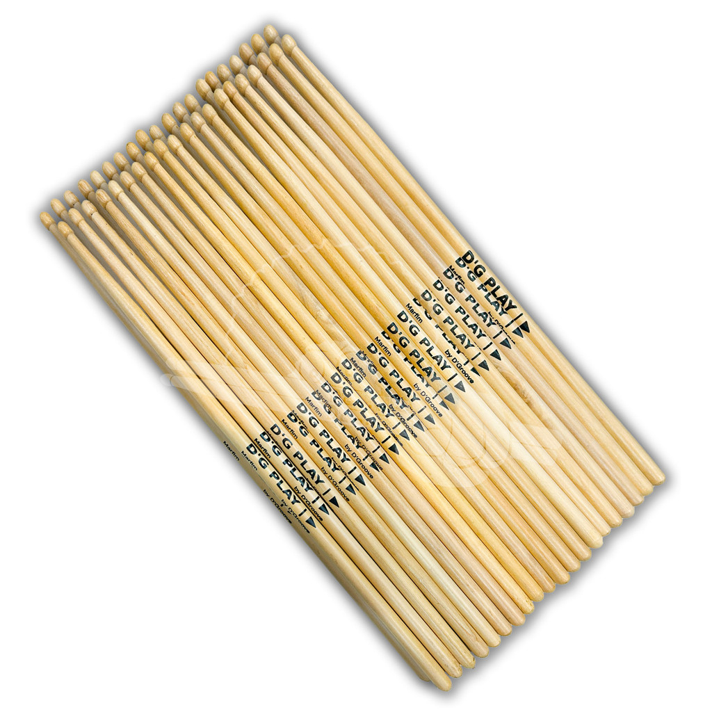 Pack De Baquetas Para Bateria DG Play Ponta de madeira LONGA Marfim Com Maior Durabilidade By DGroove Kit 20 Pares