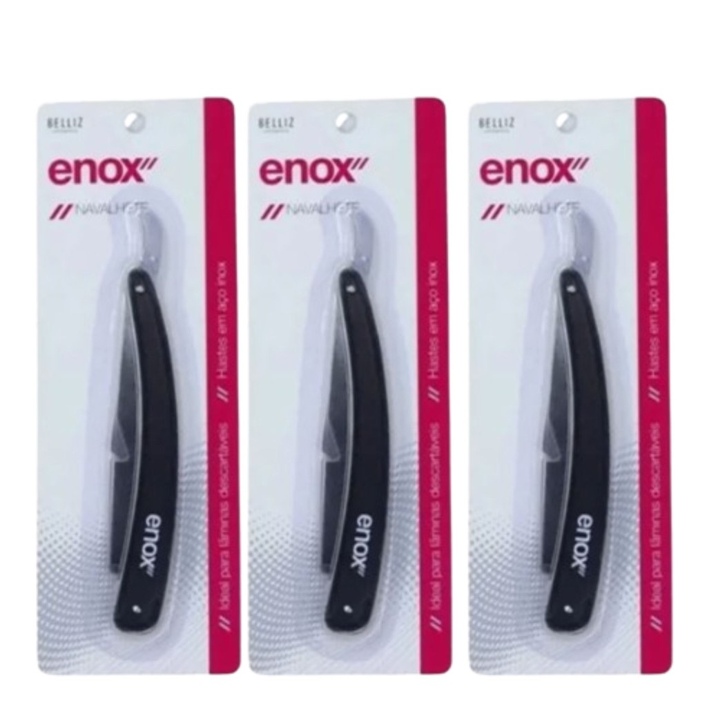 Kit 3 Navalhete Dobrável Cabo De Plástico 748 - Enox