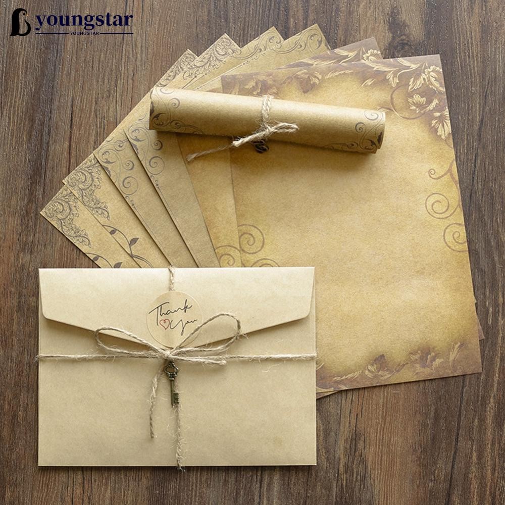 YOUNGSTAR Vintage Kraft Envelope Carta Conjunto De Papel Dia Dos Namorados De Amor Convite Envelopes De Escrita Com Cord em Oferta na Shopee
