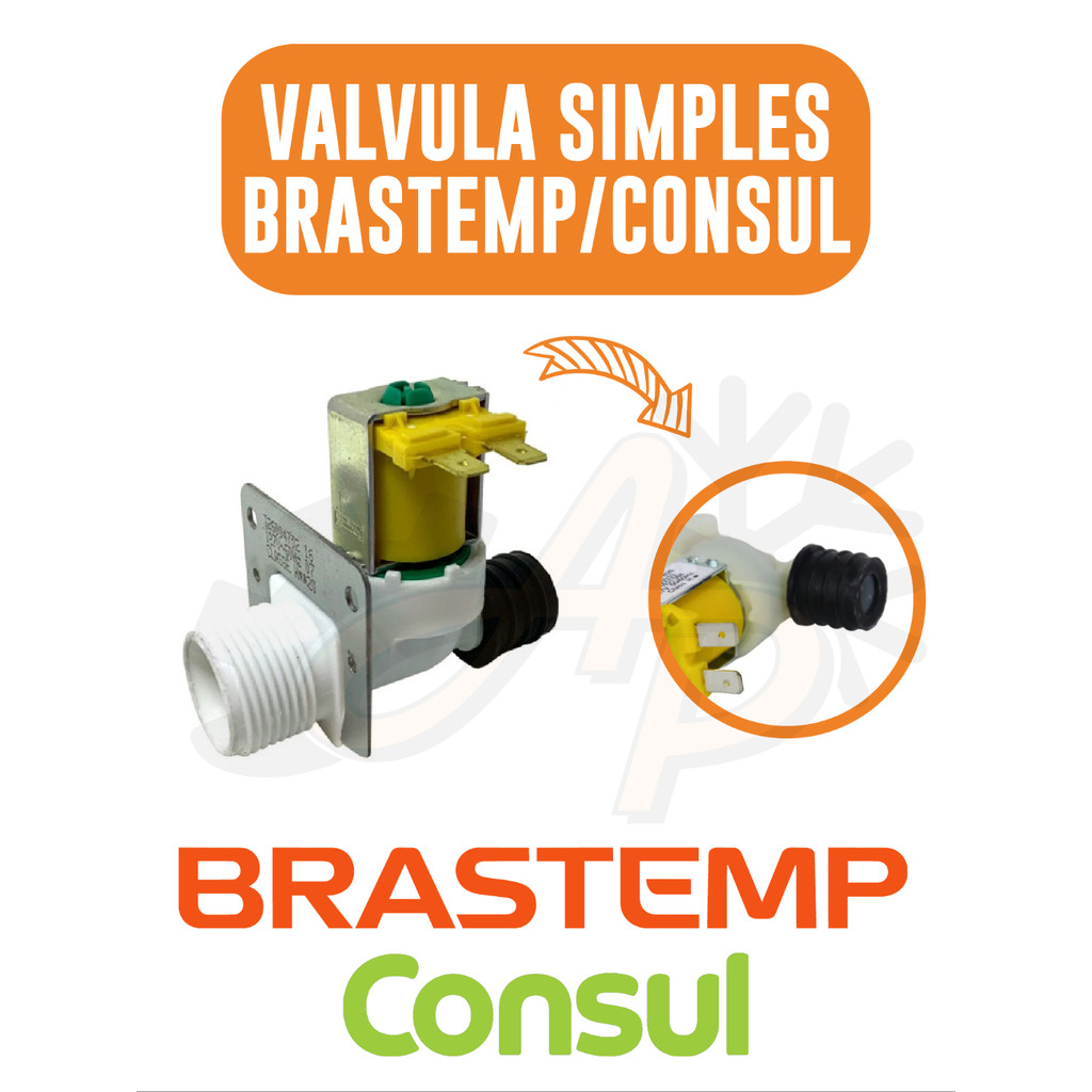 VÁLVULA SIMPLES Emicol compativel LAVADORA CONSUL CWC08 /CWE08 110V