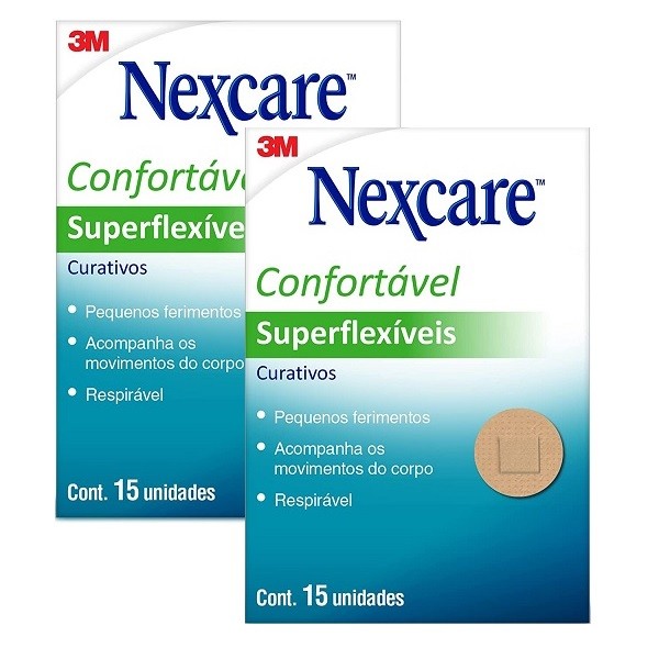 Kit com 2 Caixas de Curativos Nexcare 3M Superflexiveis Redondos