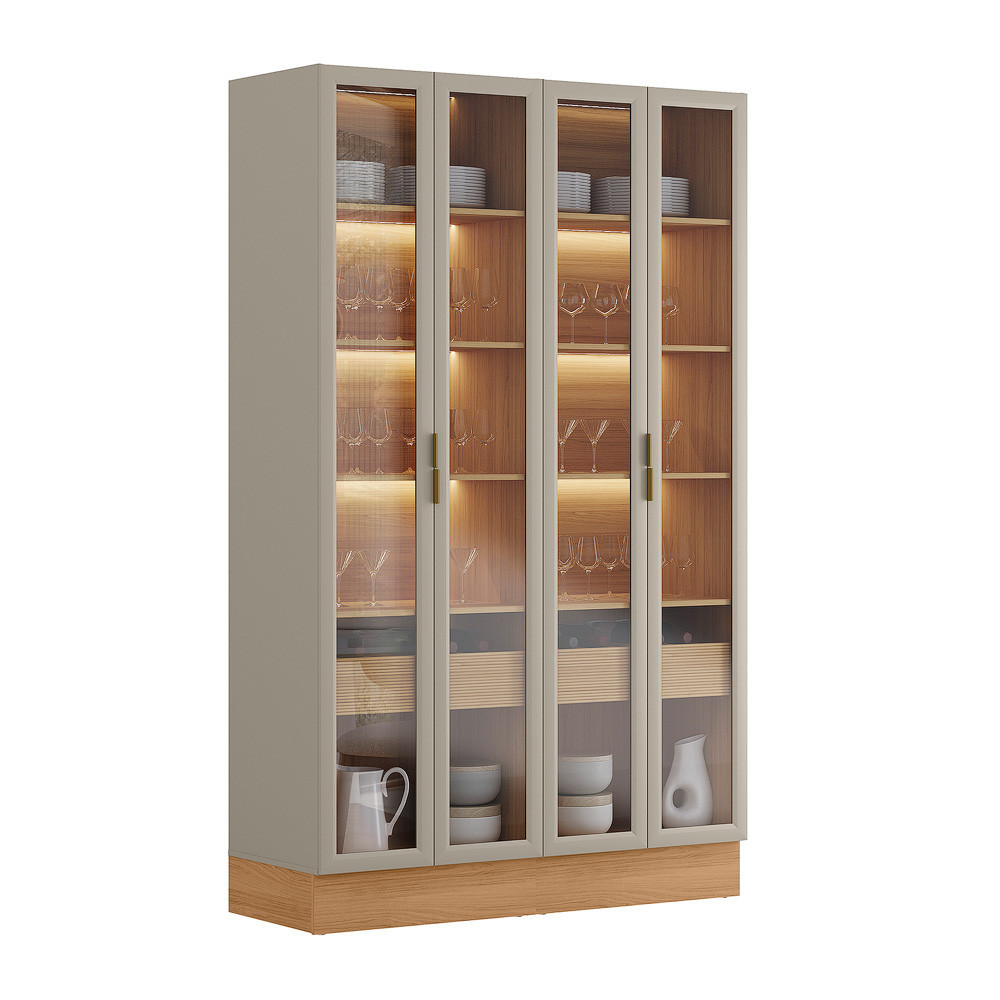 Cristaleira 4 Portas 2 Gavetas com Led e Rodapé Allure Linea Brasil em Oferta na Shopee