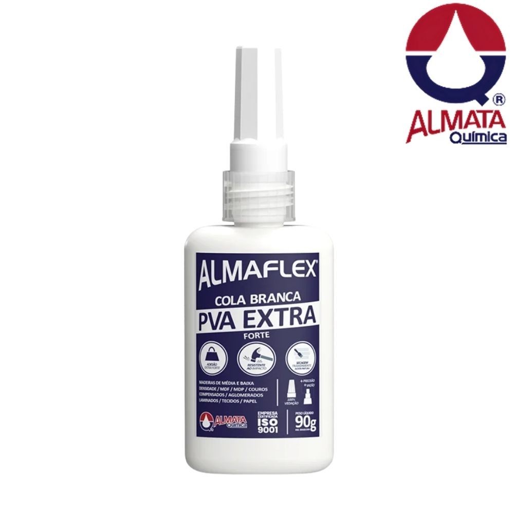 Cola Almaflex PVA 768 Extra Forte 90g – Máxima Resistência para Madeira, MDF e Artesanato!