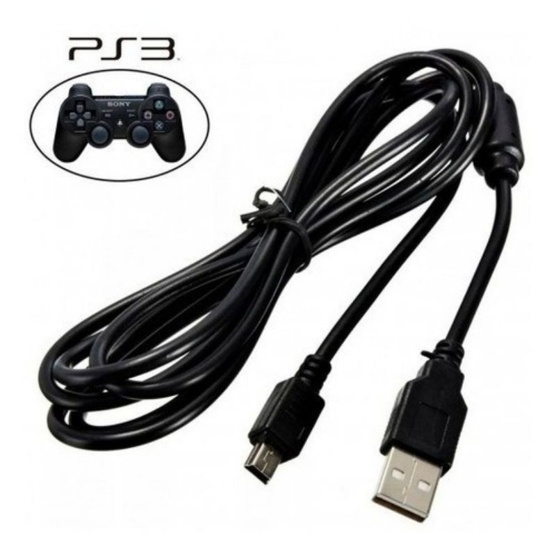 kit com 2 Cabo play 3 /ps3 /Usb V3 De Carregar Controle Do Ps3 Com Filtro 1.8 Metros envio 24 horas
