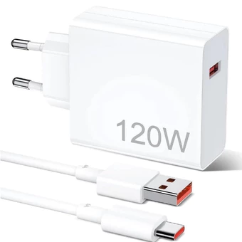 Carregador rápido de 120W 67W com 6A USB C cabo 1M para Mi Turbo Charge Turbo Power Cabo USB + Cabo Tipo C