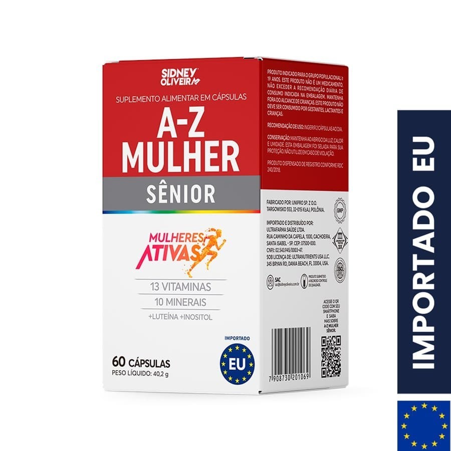 A-Z MULHER SENIOR MULHERES ATIVAS 60 CAPSULAS UNIAO EUROPEIA SIDNEY OLIVEIRA
