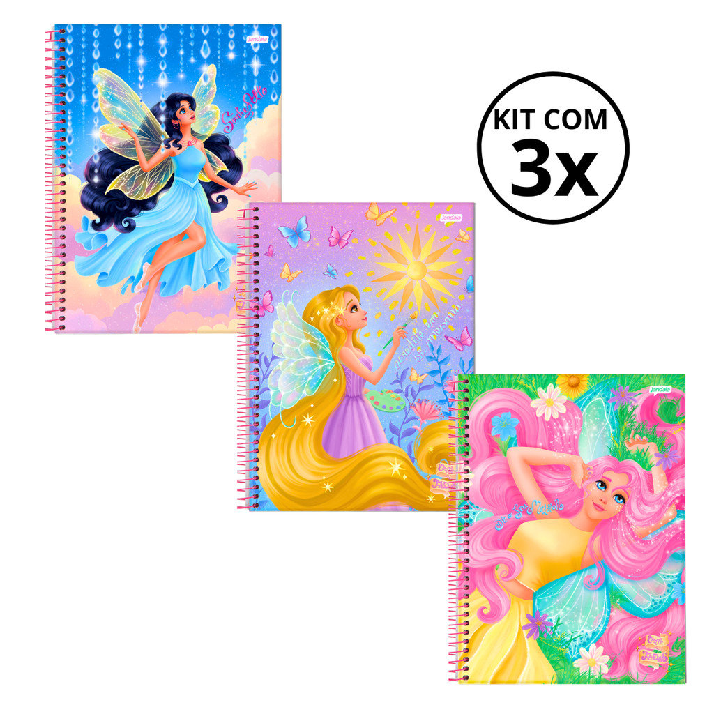 Kit 03 Cadernos Universitário 1 Matéria 80 Folhas Conto de Fada - Jandaia em Oferta na Shopee