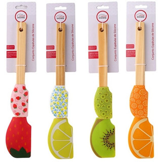 (Vários Modelos) Conjunto com 2 Espátulas Silicone com Tema Frutas- Casual Home