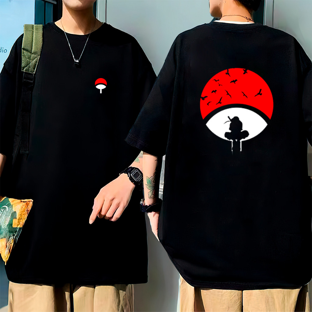[Camiseta Premium em Algodão Puro]GXG Camisa Oversized Itachi Camiseta Anime Algodão Kunai Ninja Naruto Unissex
