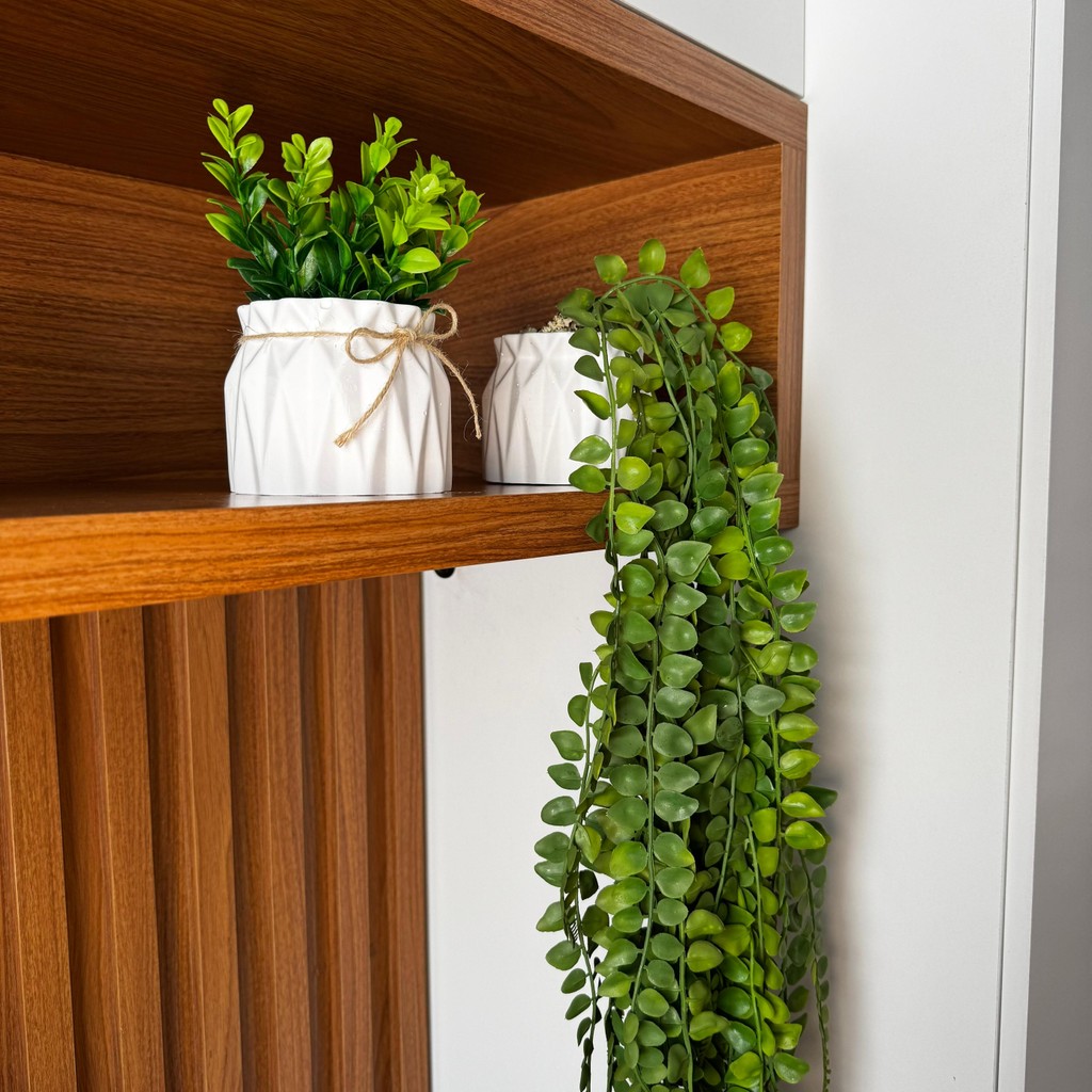 Kit 2 Vasos Decorativos com Folhagem Artificial – Samambaia e Laço | Vaso Cinturinha 60cm em Oferta na Shopee