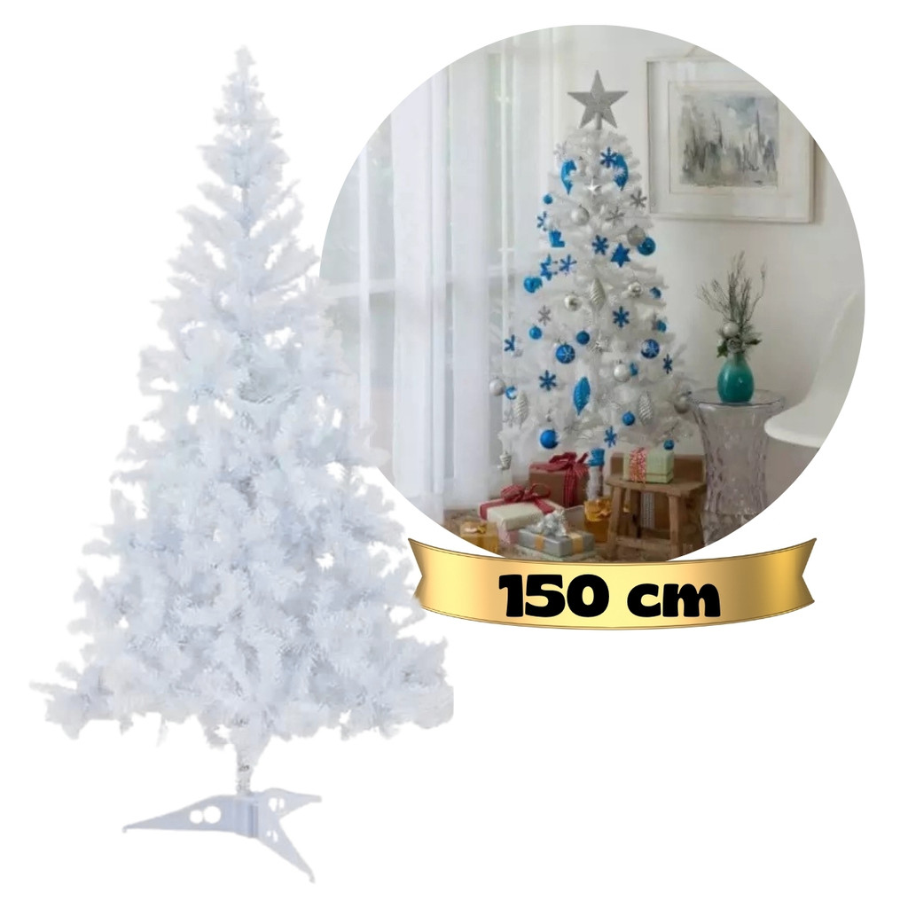 Arvore de Natal Pinheirinho 150CM Branco 220 Galhos Natalina Luxo Decoração Festa Elegante