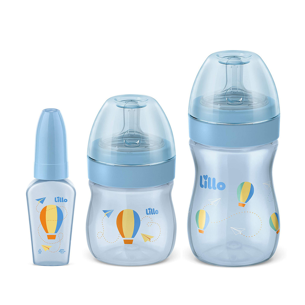 Kit de Mamadeira Primeiros Passos 50/150/240ml Azul - Lillo em Oferta na Shopee