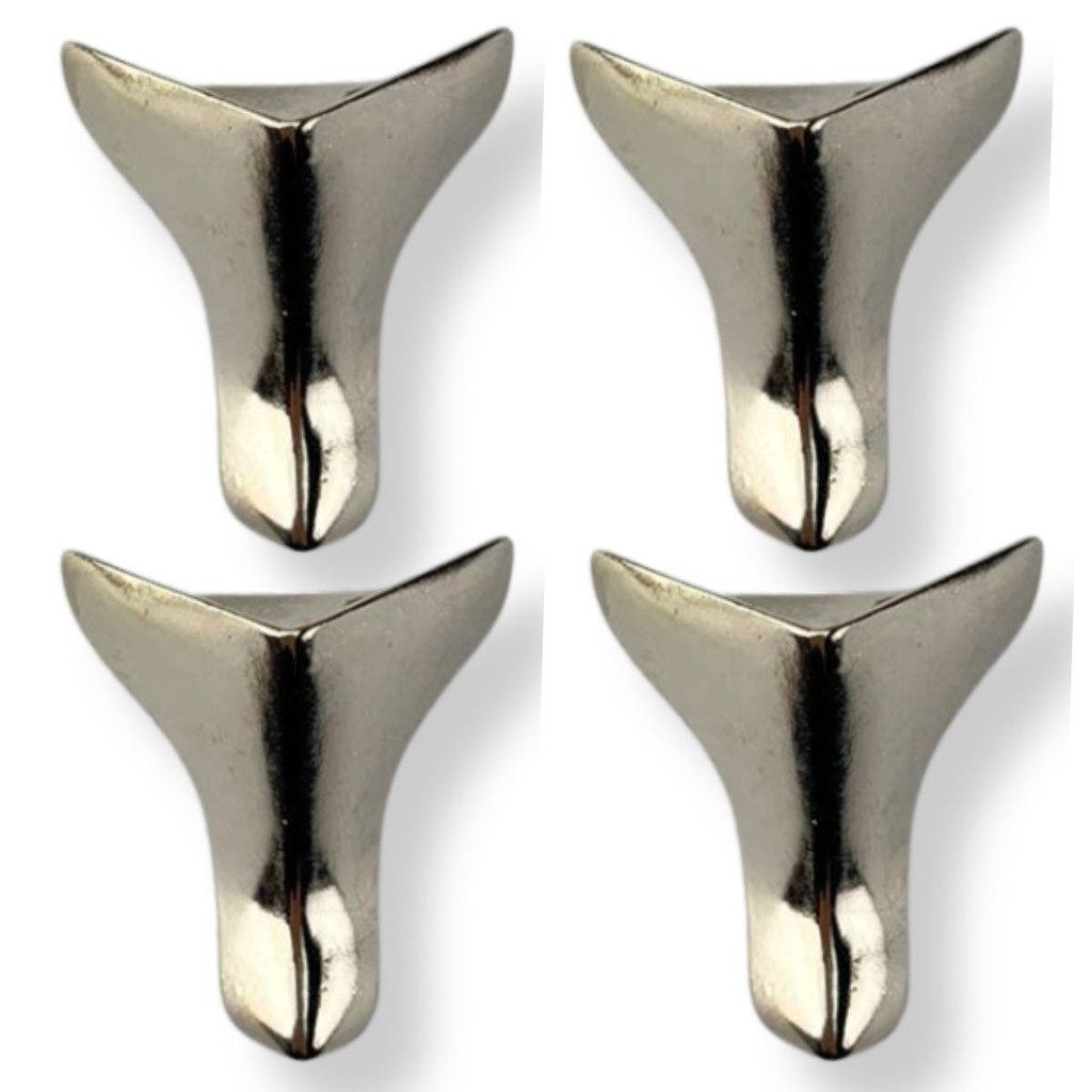 Pezinho Águia em Metal Niquel 2,7x2,7cm Kit com 4 peças Acessório Decoração Artesanato Ferragem