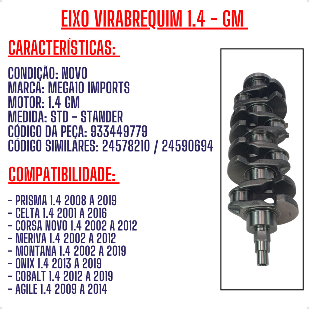 Eixo Virabrequim GM 1.4 - 24578210