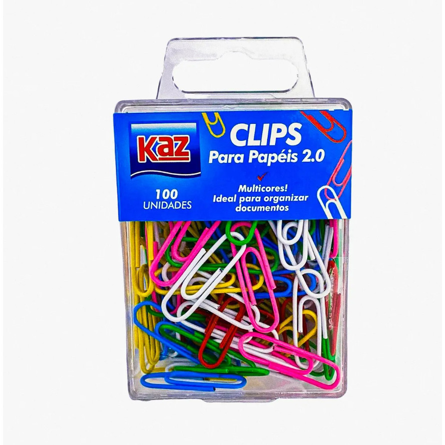 CLIPS PARA PAPEIS N. 2.0 COLORIDO CAIXA COM 100 CLIPS