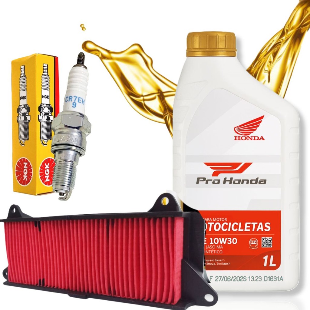 Kit Revisão Lead 110 Troca Óleo Honda 10W30 Filtro de Ar + Vela de Ignição