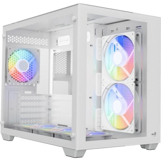 Gabinete Gamer Aerocool Dryft Branco Com 6 fans ARGB Lateral Vidro