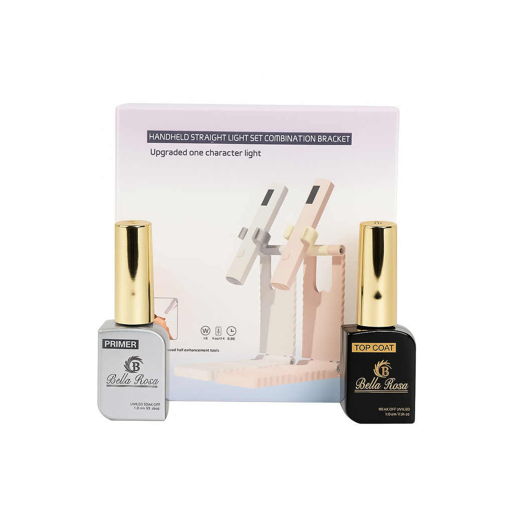 Kit completo TOP coat + PRIMER + CABINE.UV Bella Rosa UV LED 15ML unhas cabine