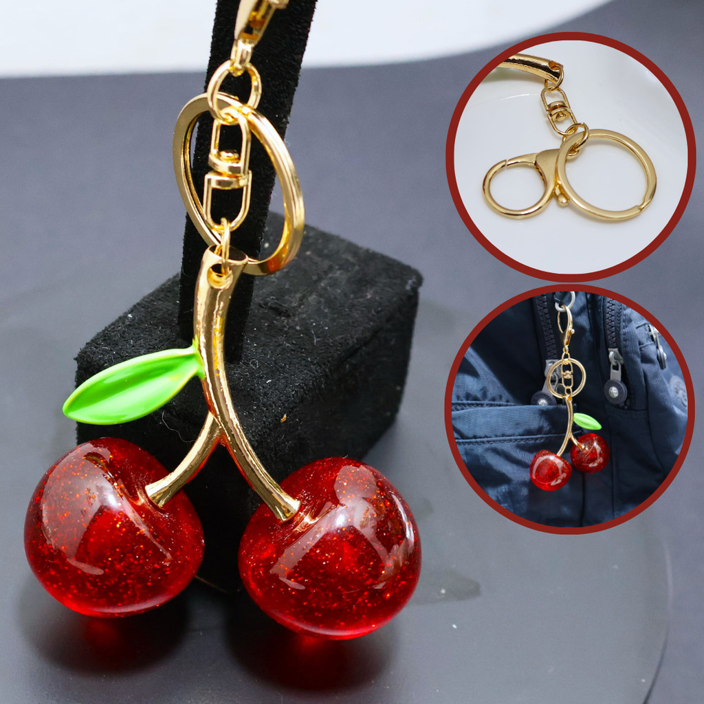 Chaveiro Dourado Tipo Pingente Cereja Bolsa Carro Fecho Mosquetão Lagosta e Argola em Oferta na Shopee