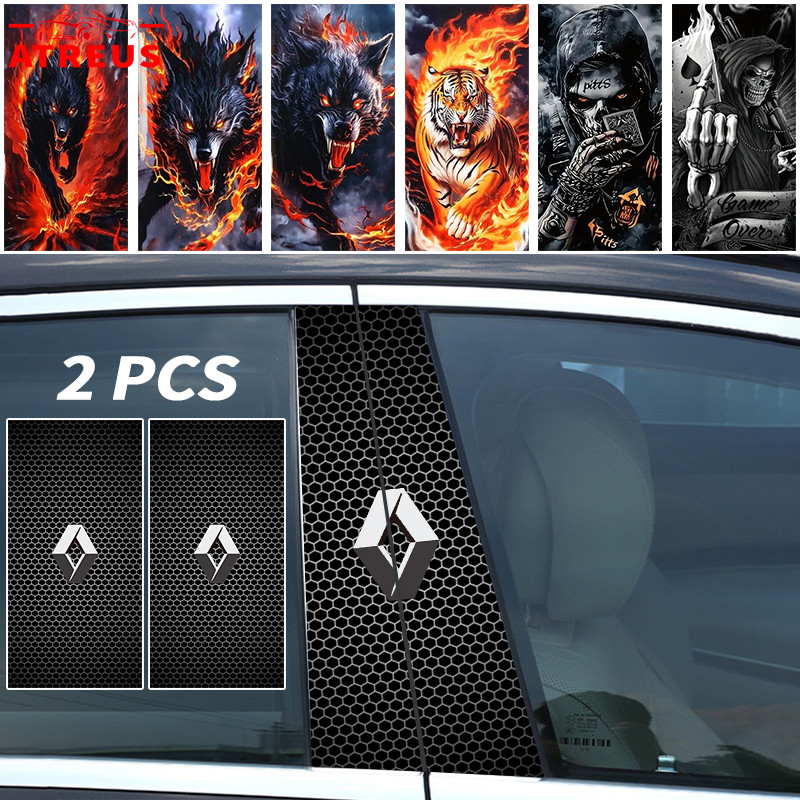 2 Peças Renault Adesivo De Coluna Porta Carro Adesivos Skin Coluna De Automóvel Para Kwid Duster Fluence Sandero Oroch