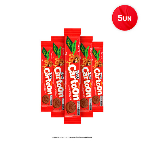 Combo Zoo Cartoon Sabor Chocolate 85g 5 unidades em Oferta na Shopee