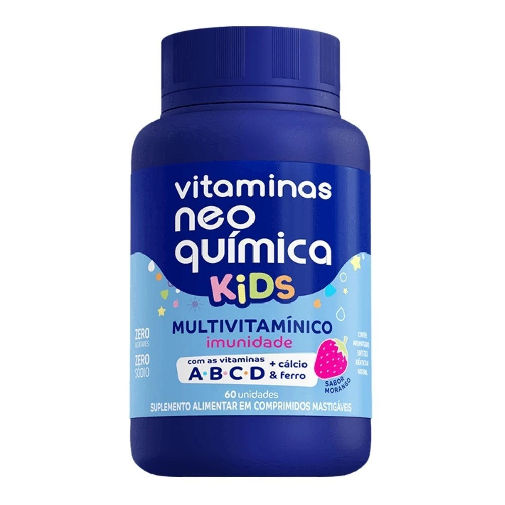 Vitaminas Neo Química Kids 60 Comprimidos Sabor Morango em Oferta na Shopee