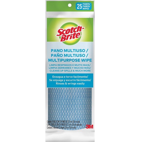 Pano Multiuso Azul SCOTCH Brite Rolo com 25 Unidades