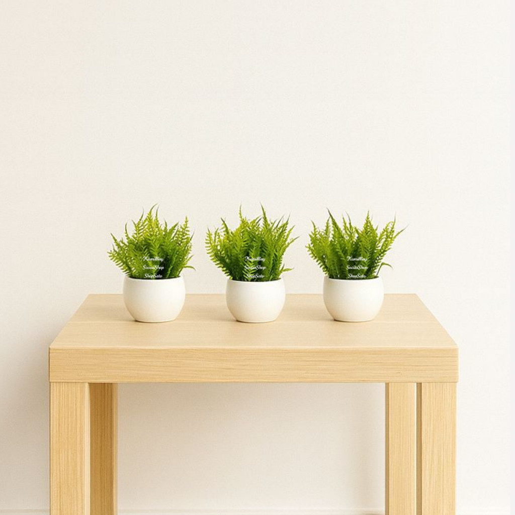Vasinho Redondo Pequeno Decorativos Com 2 Ramos Pick Samambaia Artificial Arranjo Completo — imagem 2 de 2