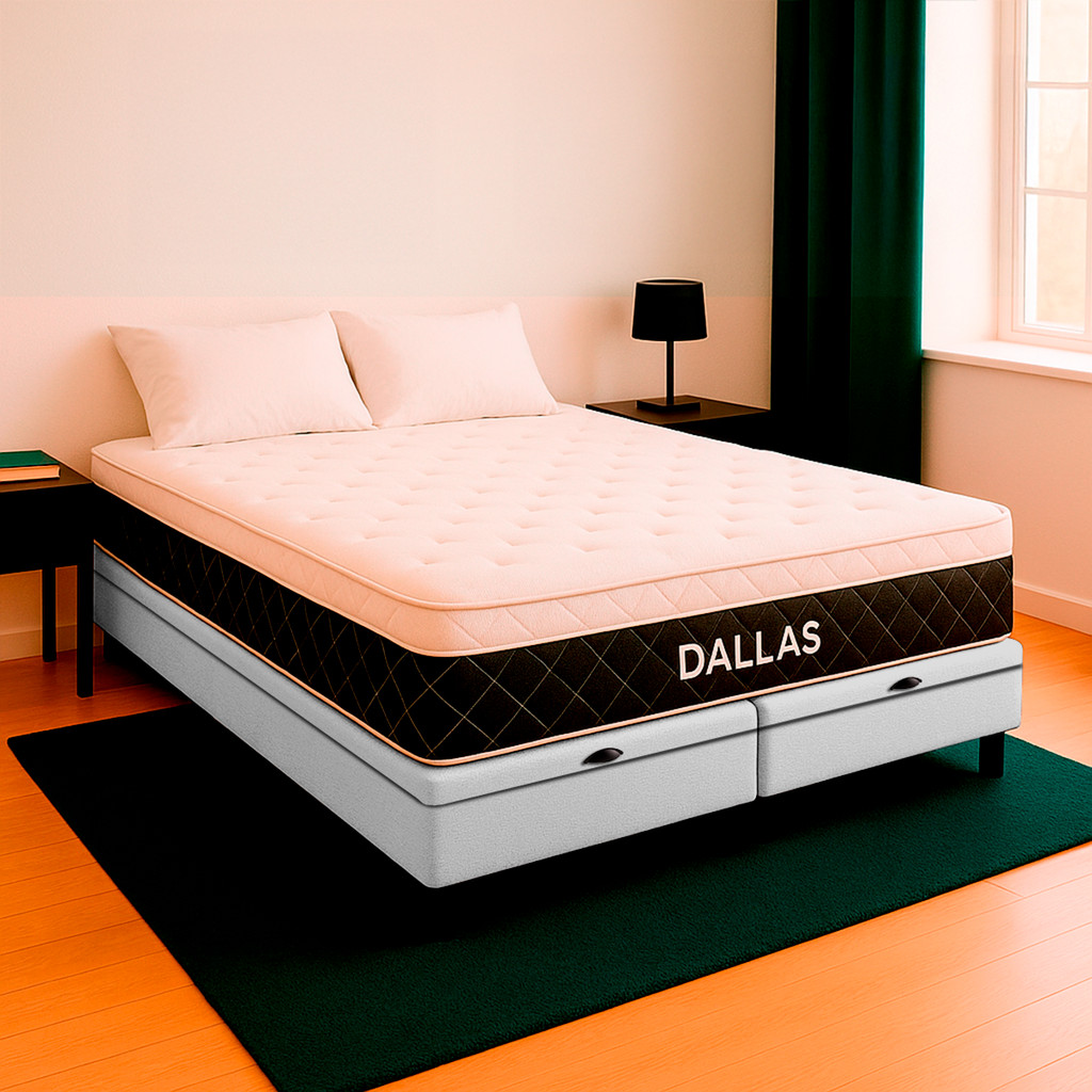 Cama Box Baú Queen Branco e Colchão Dallas Molas Vstore