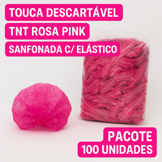 Touca Descartável TNT Rosa Pink Sanfonada c/ Elástico – Pacote 100 Unidades em Oferta na Shopee