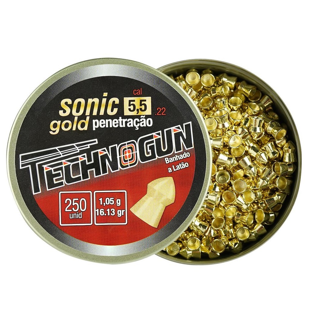 Chumbinho Technogun Sonic Gold Penetração 16,13gr 250un. 5.5mm em Oferta na Shopee