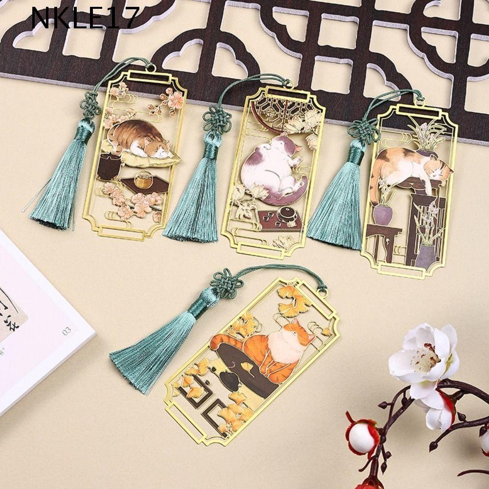 NKLE17 Marcador De Gato Oco , Leitura De Metal Estilo Chinês , Marcadores Criativos De em Oferta na Shopee