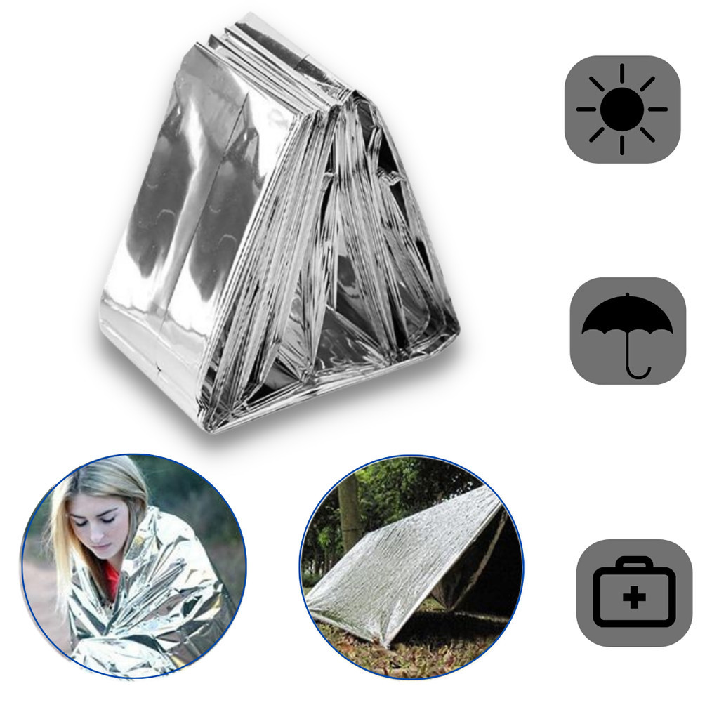 Cobertor manta térmica/termica Aluminizada Isolante Resgate, emergência, Camping, kit sobrevivência