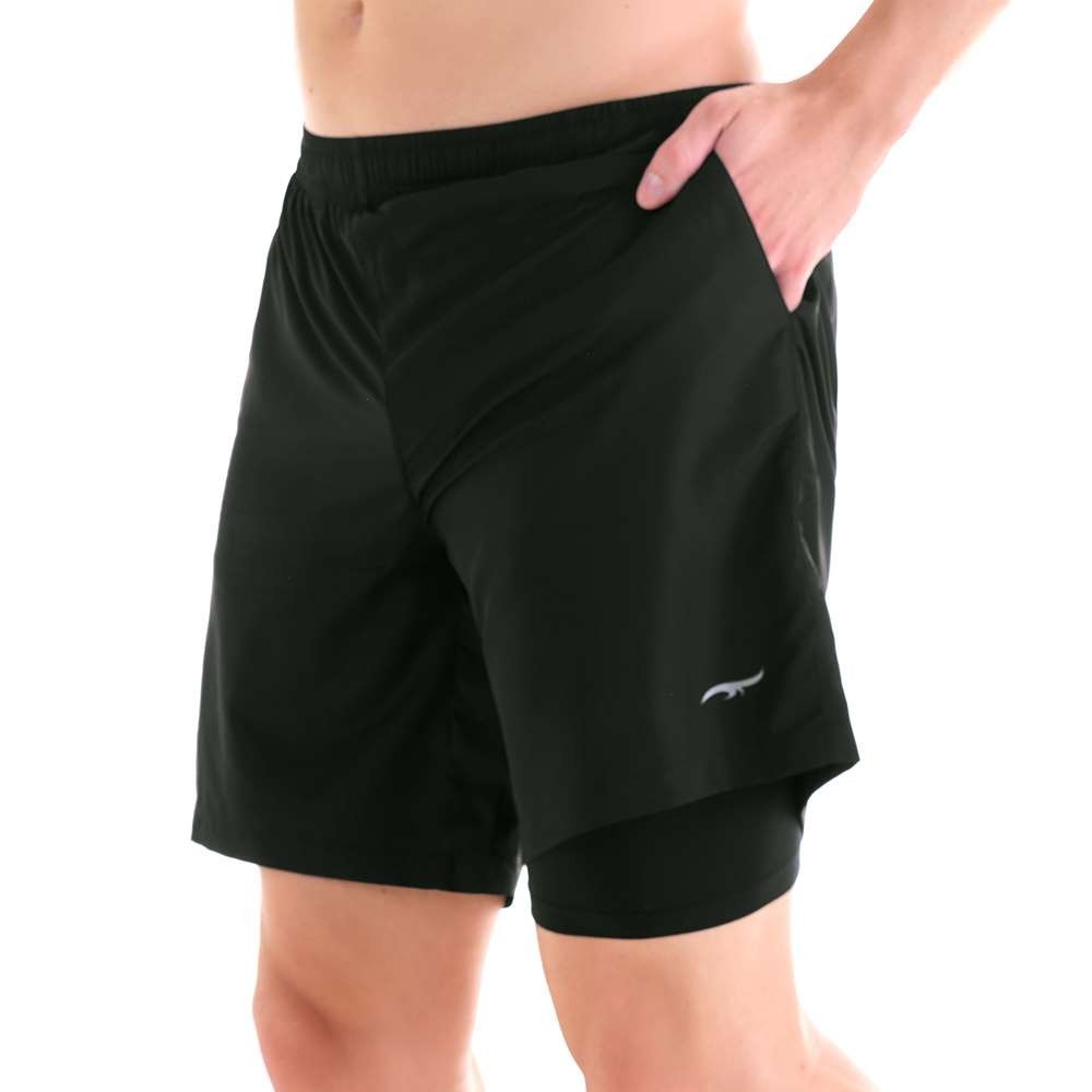 Bermuda Fitness com Short Interno Preta em Oferta na Shopee