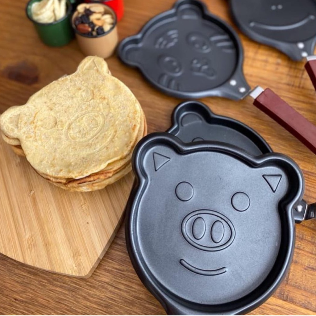 Frigideira Divertida Porquinho Panquequeira Antiaderente Não Gruda Sem Óleo Formato Bichinhos Animais Desenho Infantil Panqueca Omelete Ovos Waffle