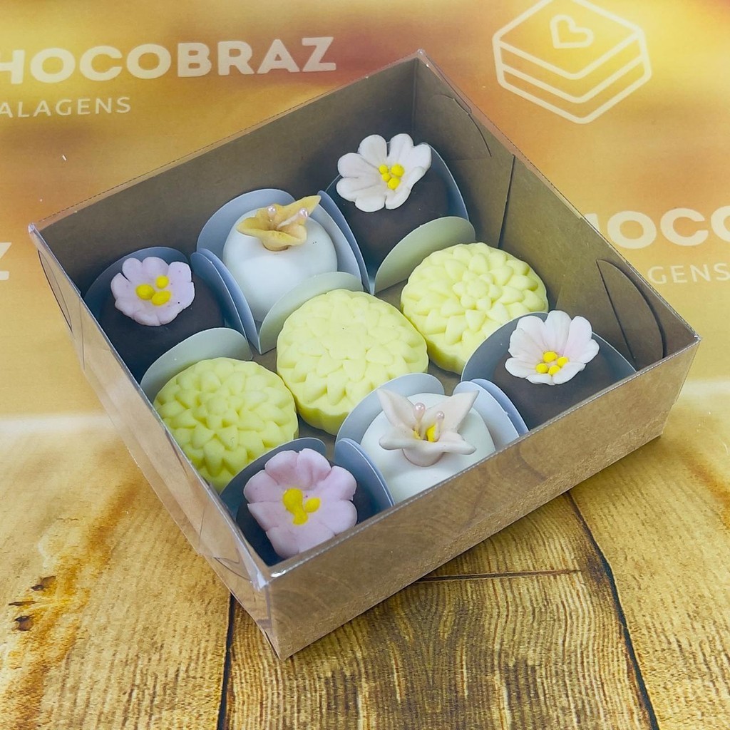 10~50 CAIXA COM VISOR KRAFT  (09 DOCES) 10,5 x 4 x 10,5 ID5045 (IDEIA) ESSENCIAL - Stationery