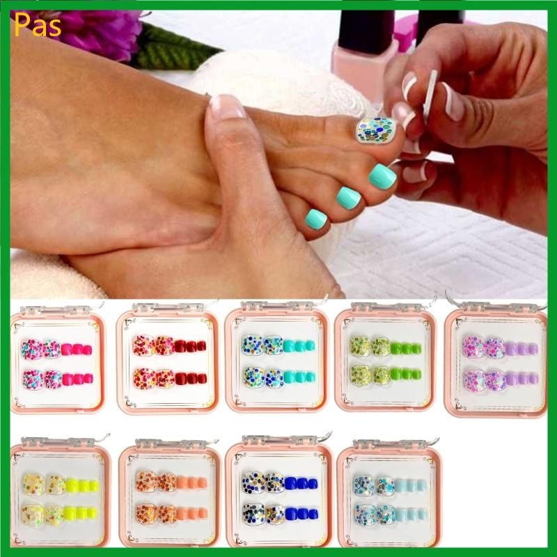 Unique 1Set Square False Toenail Conjunto Unhas Do Dedo Pé Com Cobertura