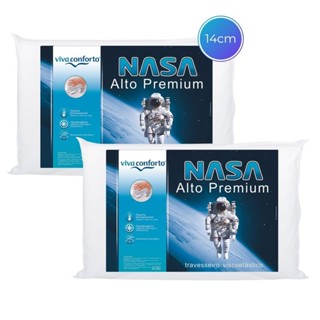 Kit 2 Travesseiro Nasa Alto Viva Conforto Capa Percal algodão Viscoelástico Antialérgico Altura 14cm em Oferta na Shopee