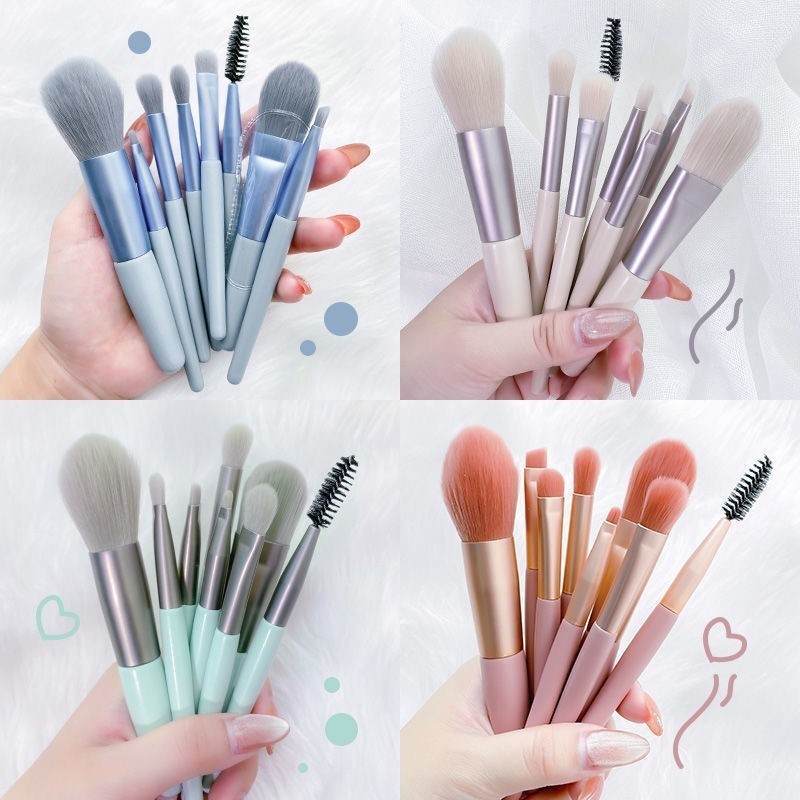 8 conjuntos fofos de mini pincéis de maquiagem/Eyeshadow Brush/Blush Soft Foundation Ferramentas de beleza