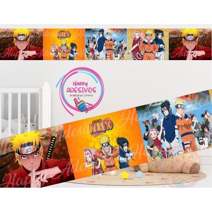 Faixa Adesiva Decorativa Parede Quarto Menino Infantil Naruto Sasuke Sakura Manga Adesivo Decoração